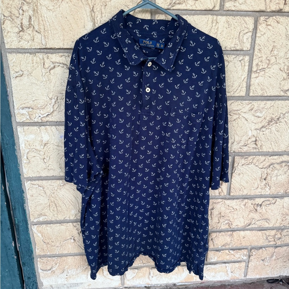 Polo by Ralph Lauren Anchor Print Shirt - Navy Size 3XL - Picture 2 of 9